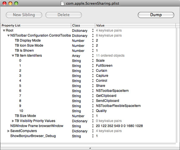 Screen Sharing property list file contents