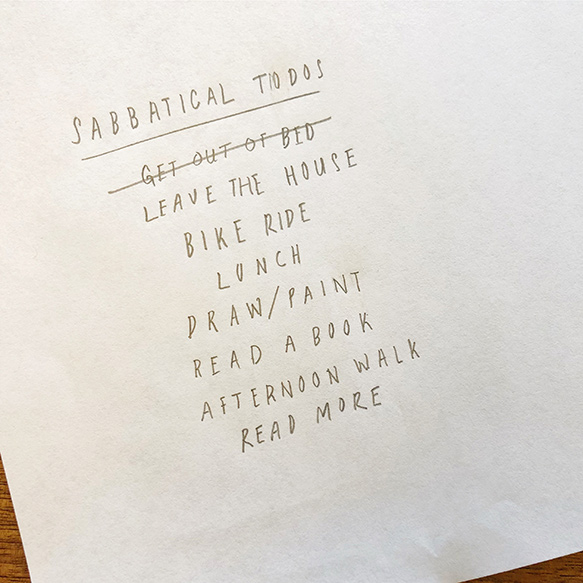 Handwritten Sabbatical TODOs List