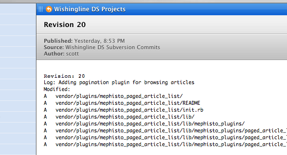 Subversion Commits via RSS